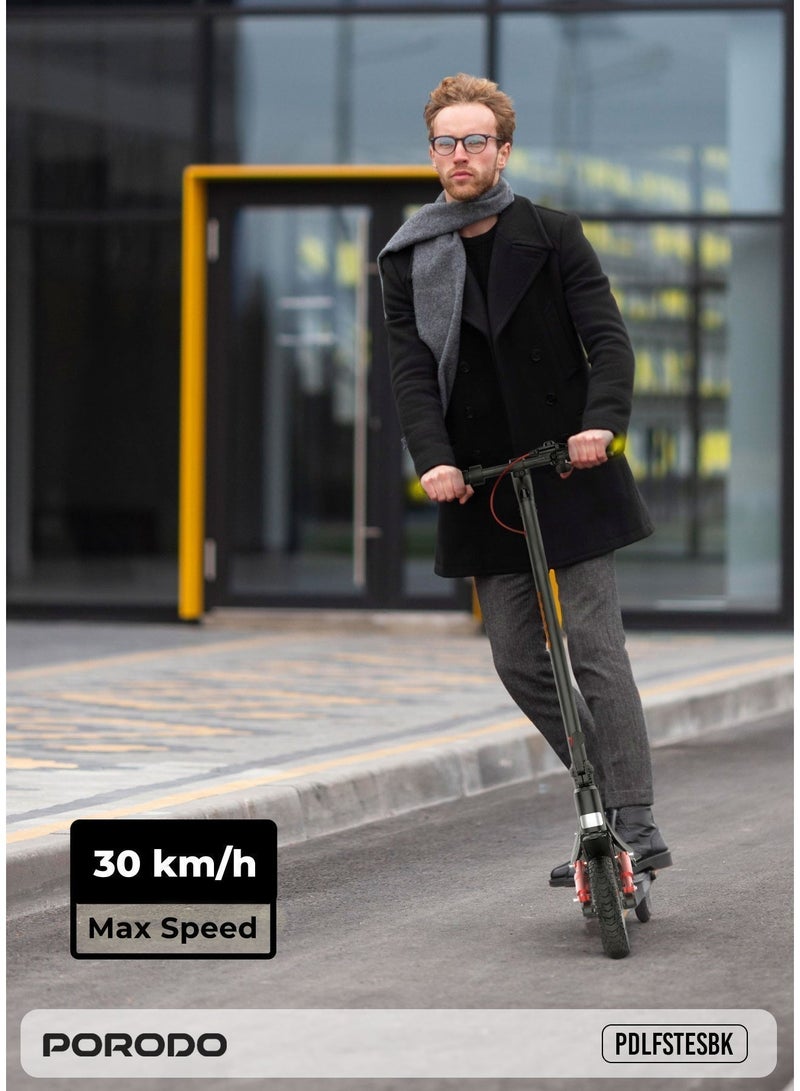 porodo DRIF Foldable Electric Scooter with Impact-Resistant Wheels, 500W Motor, IPX5 Waterproof, 30 Km/h Max Speed, 120 KG Max Load, 28 Km Max Distance, E-Scooter for Adults - Black - Image 2